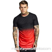 Art T Shirt Donci Round Neck Casual Fitness Short Tees Two Color Block Casual Summer Men's Tops Red B07PW86C61
